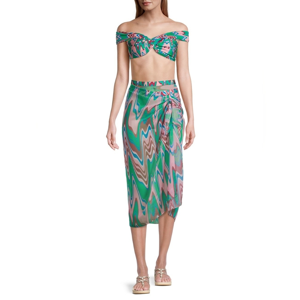 PatBO Wave Sheer Printed Sarong